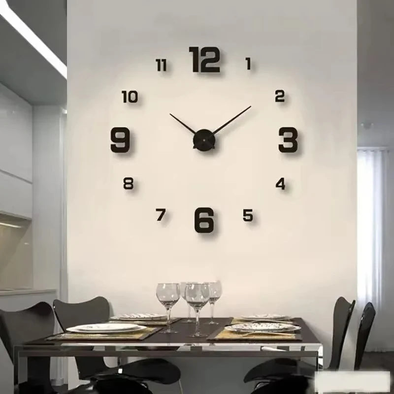' Frameless Modern 3D Wall Clock Mirror Sticker Clock for Home Office Hotel Restaurant School Decoration Qme