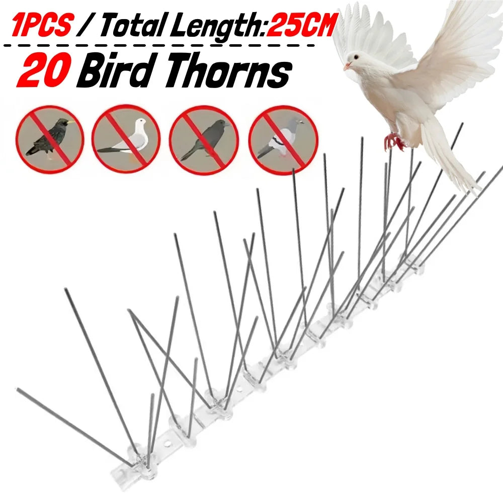 Stainless Steel Anti Bird Thorn Fence Deterrent Anti Bird Pigeon Squirrel Spikes Catcher for Garden Fence Roof Anti Bird Spike Qme 20 Bird Thorns-25CM