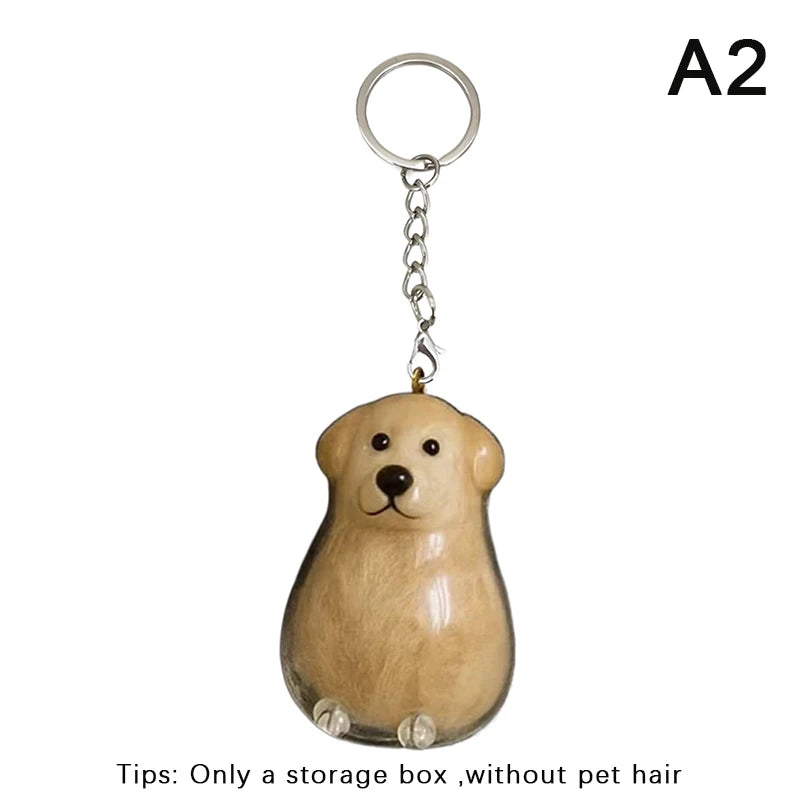 Clear Puppy Hair Memorial Pet's Dog Fur Container DIY Pendant Keychain Decor Pet Lovers Home Display Gifts Qme A2