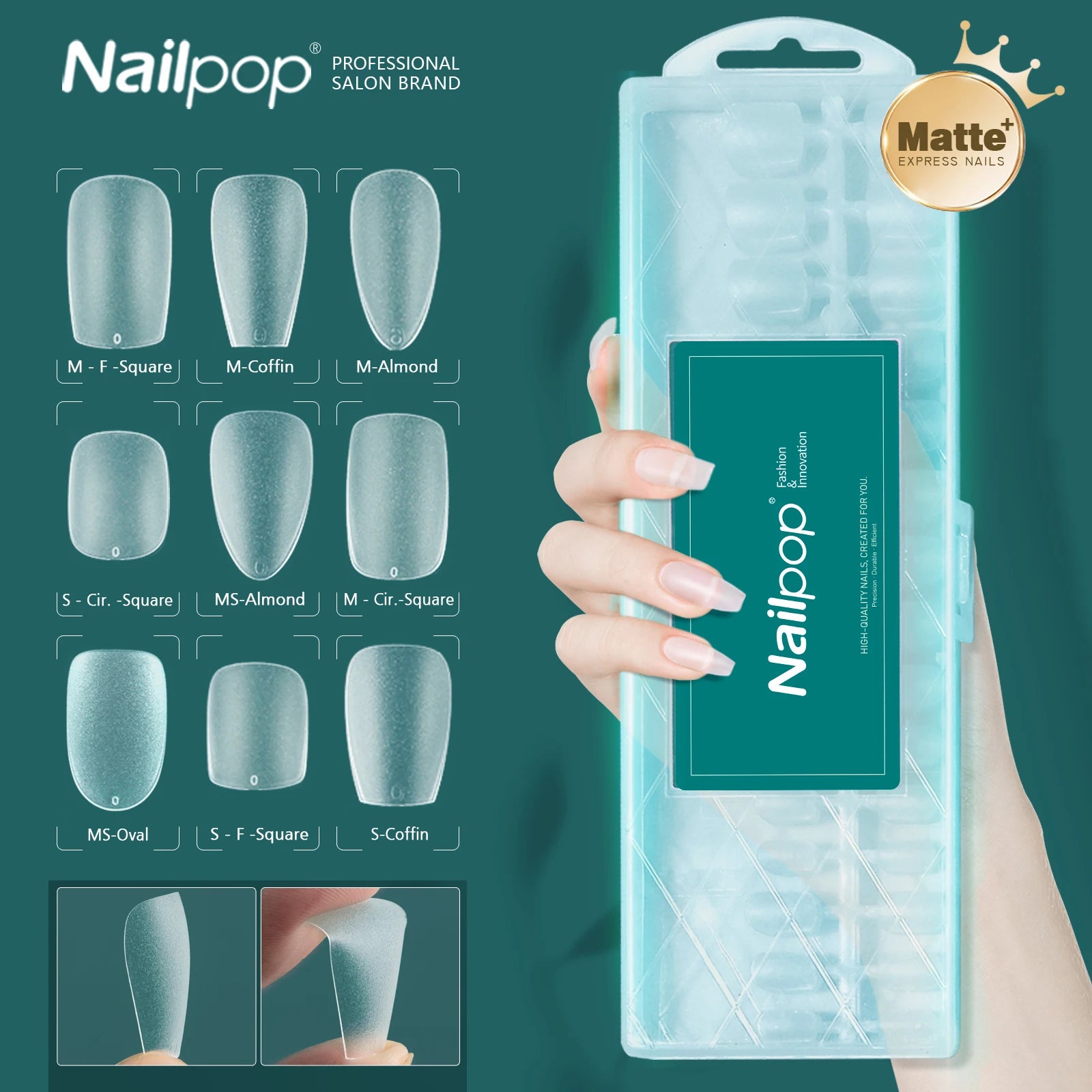 Nailpop Soft Matte False Nail Tips No File Required Durable Premium Qme