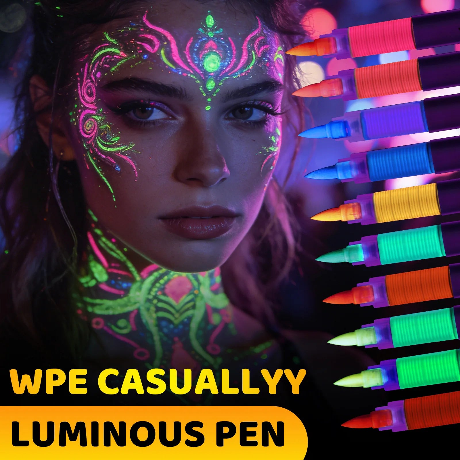 10 Colors UV Glow Face Body Paint Markers Neon Dark Under Black Light Qme