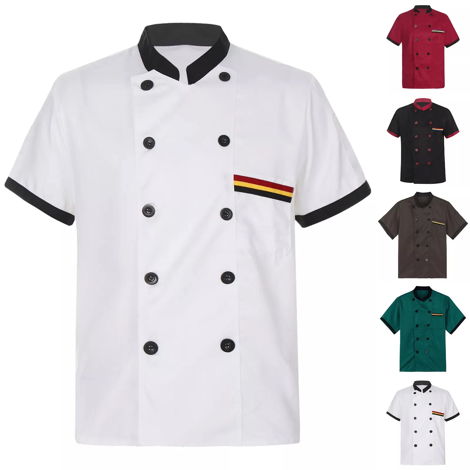 Restaurant Chef Short Sleeve Hotel Cafe Kitchen Work Wear Bakery Cooking Uniform Tops Man's Soft and Comforatble Thin Top Qme