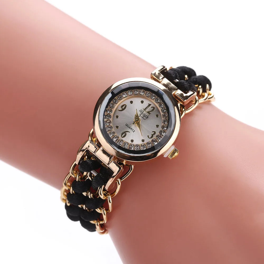 Women Knitting Rope Chain Winding Analog Quartz Movement Wrist Watch Fashionable Simple Style Quartz Wristwatch Reloj Mujer Qme
