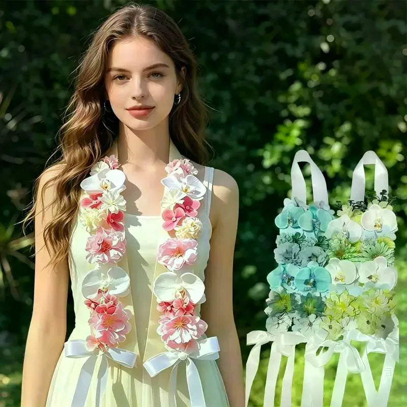 Handmade Satin Flower Shawl Student Graduation Sash, Artificial Flowers Graduation Bouquet Graduation Gift For Wedding Birthday Qme