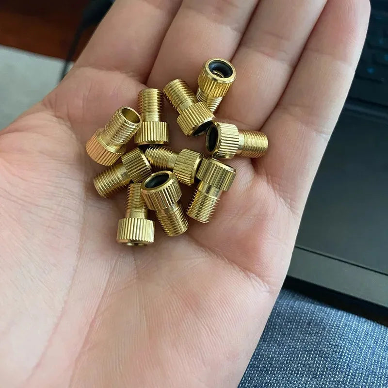 Brass Bike Valve Adapter DV SV to AV Converter Bicycle Tire Presta Schrader to American Air Pump Inflator Adaptor Qme