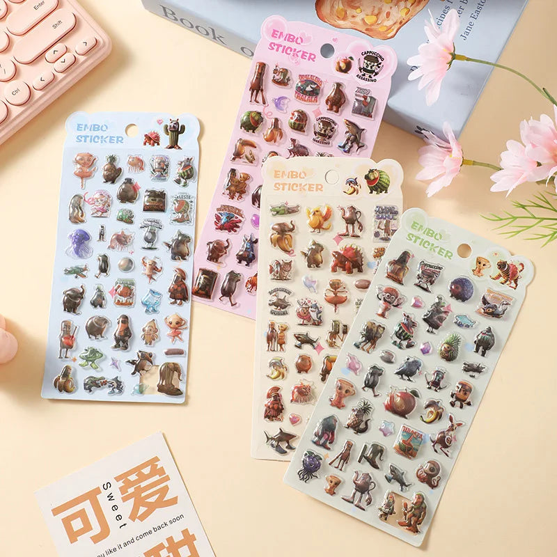 Fantasy Cartoon Animal 3D Hollow Stickers for DIY Scrapbook Phone Case Decoration Birthday Gift Classroom Reward Supplies Qme
