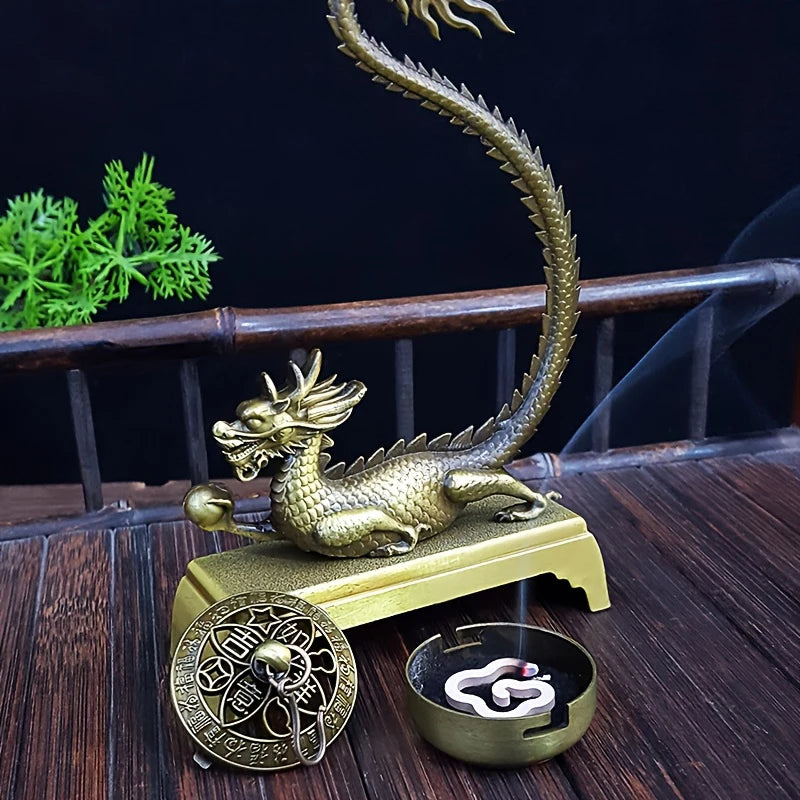 Dragon Incense Holder Lucky Feng Shui Chinese Retro Burner Qme