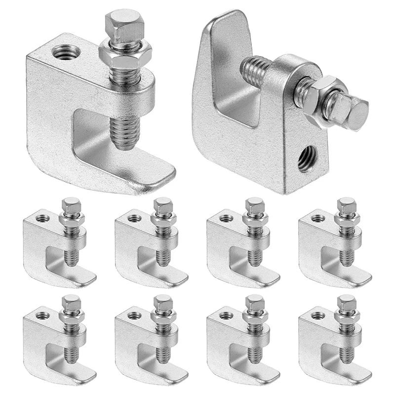 A02F-Iron Beam Clamp 10 Pcs UNC 3/8" 3/4" Jaw Openings Vertical Pipe Support Wall Ceiling For Copper PVC Tubing Qme Default Title