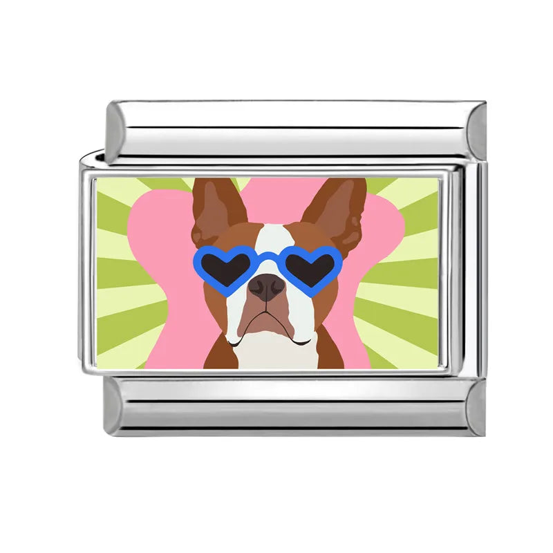 Design Cute Cartoon Animal Pet Series Cat Dog Rabbit Italian Link fit 9mm Stainless Steel Bracelet Making Gift DIY Charm Jewelry Qme Style 37