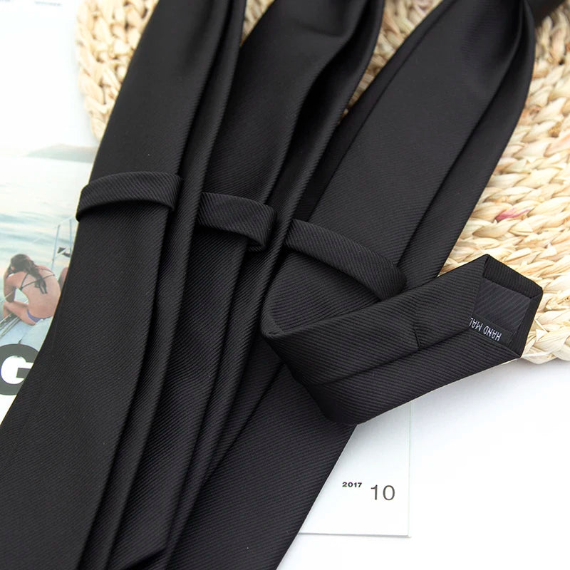Black Neck Ties Men Women Casual Suits Solid Tie Gravatas Skinny Mens Qme