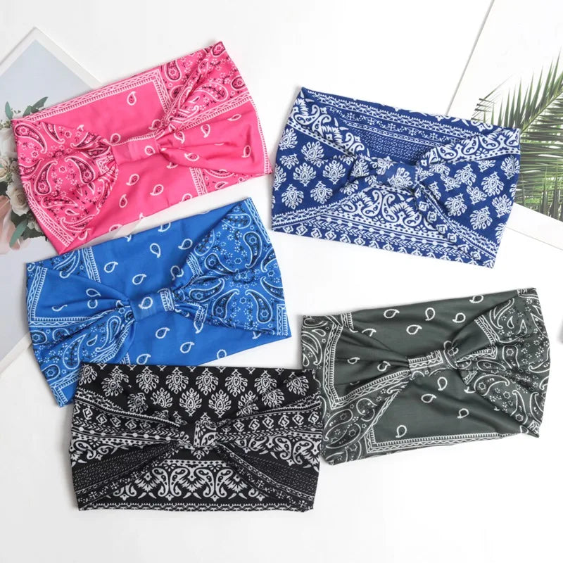 Bohemian Wide Headbands Trendy Yoga Motion Hairpie Sweat-absorbing Qme