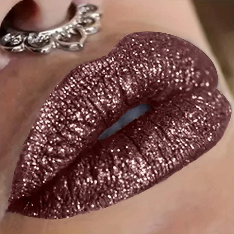 Shimmering Lip Gloss High-pigment Smudge-resistant Brown Purple Red Qme 17