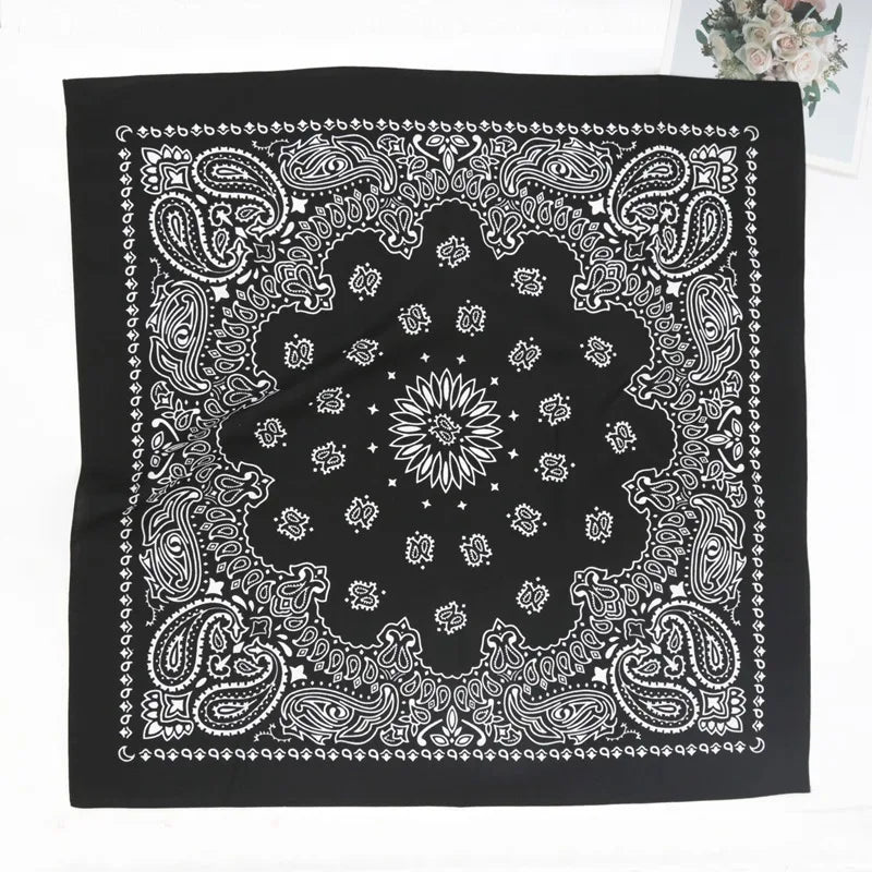 70 Unisex Women 100 Cotton Black Hip-hop Paisley Large Bandana Scarf Qme black China Mainland
