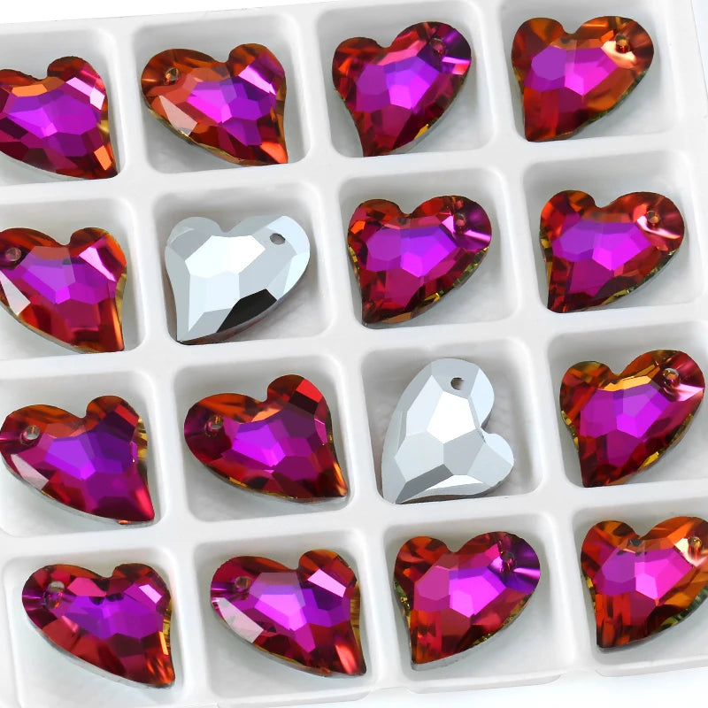 17mm Austria 6261 Devoted 2 U Heart Pendant Loose Rhinestone Charms Beads for Jewelry Making Bracelet Necklace Earrings DIY Qme 001RF 14x17mm-12pcs