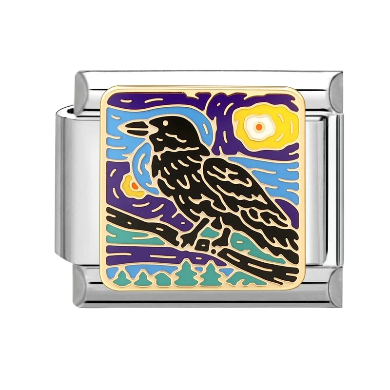 2026 Y2K Colorful Pattern Art Street Cats Vase Flower Italian Charm Links Fit 9mm Stainless Steel Bracelet Women Men DIY Making Qme Style 32