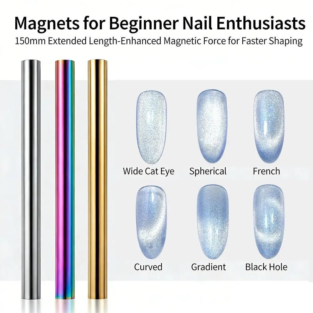 Double Ended Magnetic Nail Polish Stick Cat Eye Cylindrical Iron Wire Qme