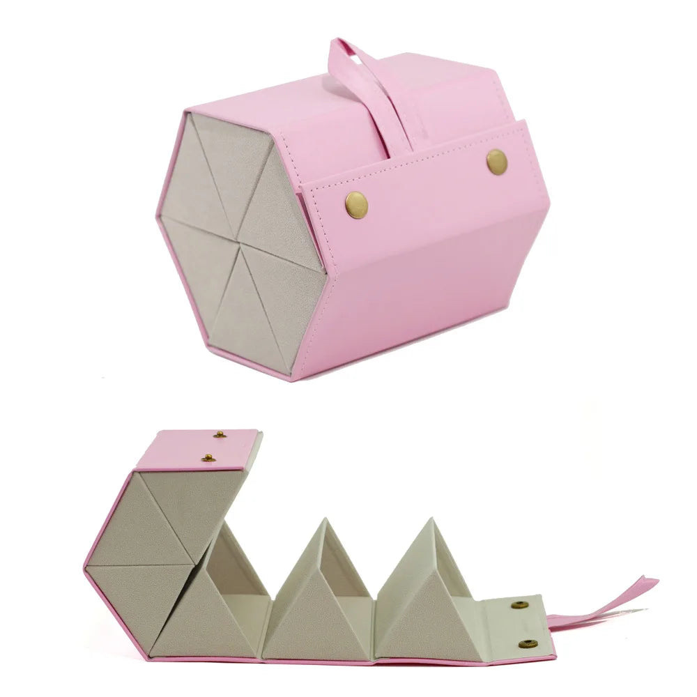 2-Piece Foldable Multi-Grid Eyeglass Case,Portable Multiple Sunglasses Organizer,Handmade Multi-Compartment Glasses Storage Box Qme Pink 6 Grid-2Pcs