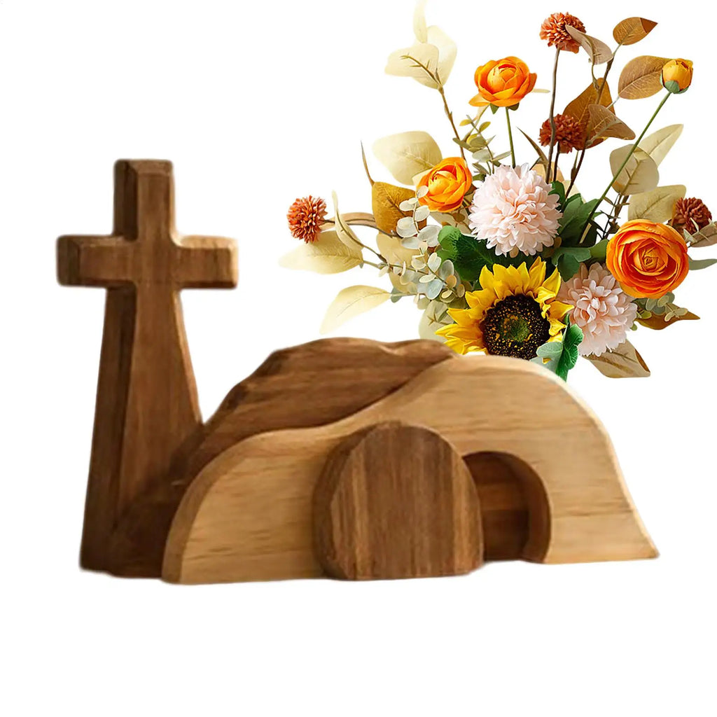 2026 Empty Tomb Decor Wooden Tabletop Ornaments Easter Tomb Display For Home Church Mantle Shelf Desk Family Holiday Spring Qme