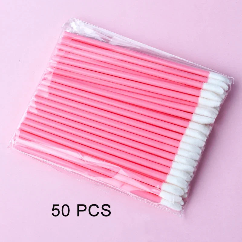 5/50/100Pcs Lip Brushes Disposable Cosmetic Lip Brush Lipstick Lip Glossy Wands Cleaner Applicator Eyeshadow Makeup Brush Tool Qme 50Pcs Pink