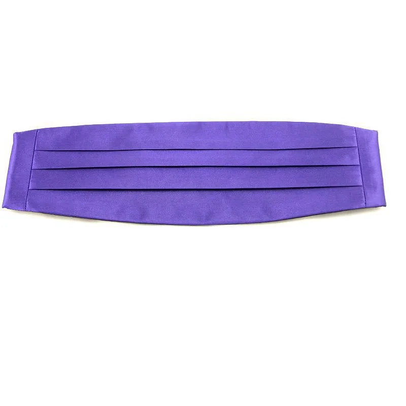 Silk Men's Classic Cummerbund Black Twill Satin Buckle Elastic Qme PURPLE L