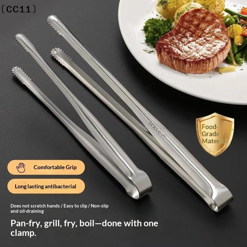 Stainless Steel Barbecue Tongs Kitchen Vegetable Reusable Meat Qme