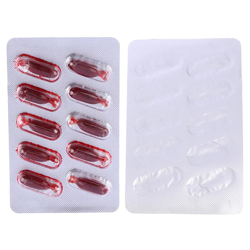 Fake Blood Pill Vampire Toy Capsules Horror Funny Halloween Prank Qme