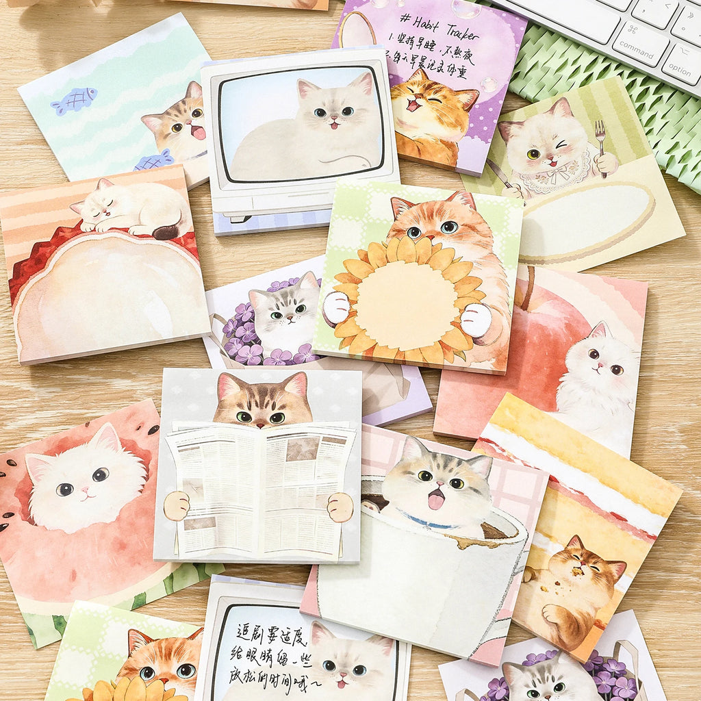 TIANZI 90 Sheets Daily Do It Check List Memo Pad Scrapbooking Cat Cartoon Message Paper Kawaii Cute Sticky Notes School Supplies Qme