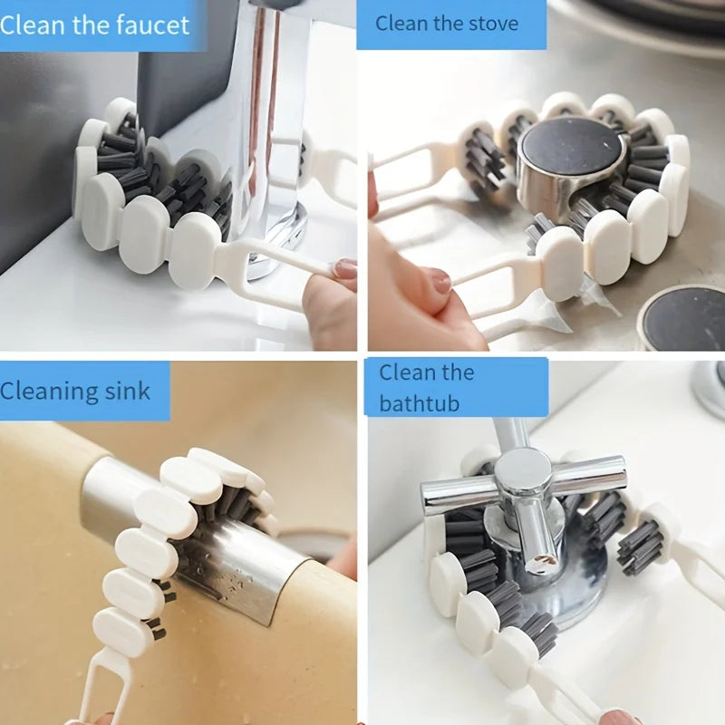 1pc Bendable Cleaning Brush, Soft Bristle Crevice Brush, Sink Cleaning Brush, Bathroom Tub Tile Floor Wall Groove Cleaning Brush Qme