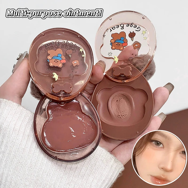 GEGE BEAR 3-in-1 Lip Mud Gloss Cream Blush Eyeshadow Velvet Matte Qme