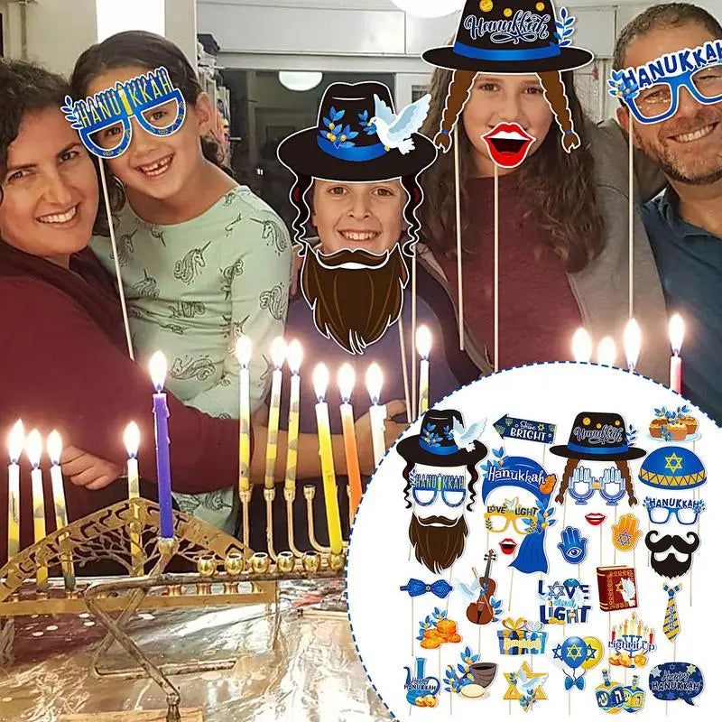Holiday Photo Booth Props 30 Funny Happy Hanukkah Glasses Cute Qme