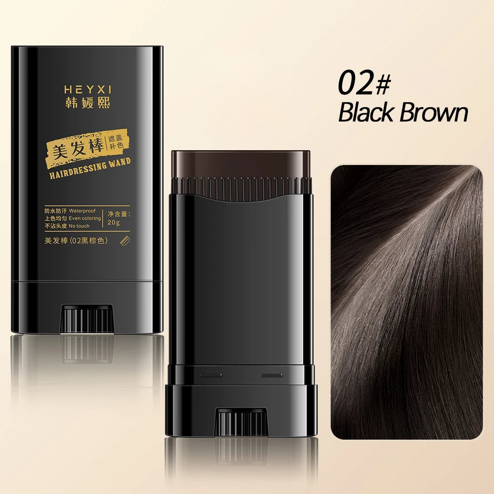 Waterproof Hair Dye Stick Quickly Covers Gray Natural Appearance Qme 02 Black Brown