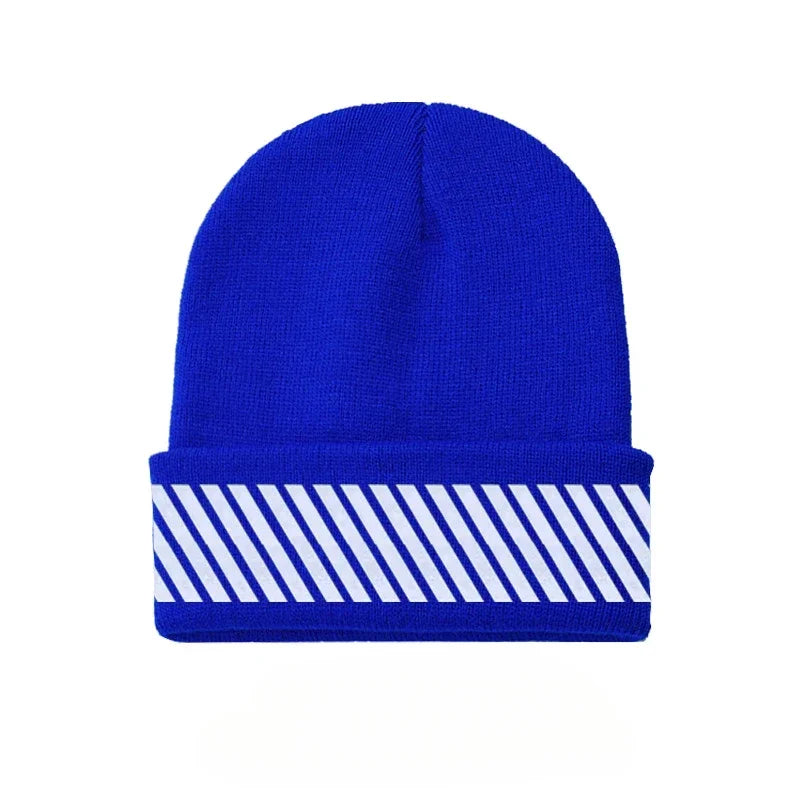 New Knitted Fluorescent Cute Autumn Winter Bonnet for Women Girls Ladies Casual Warmer Caps Qme Royal blue