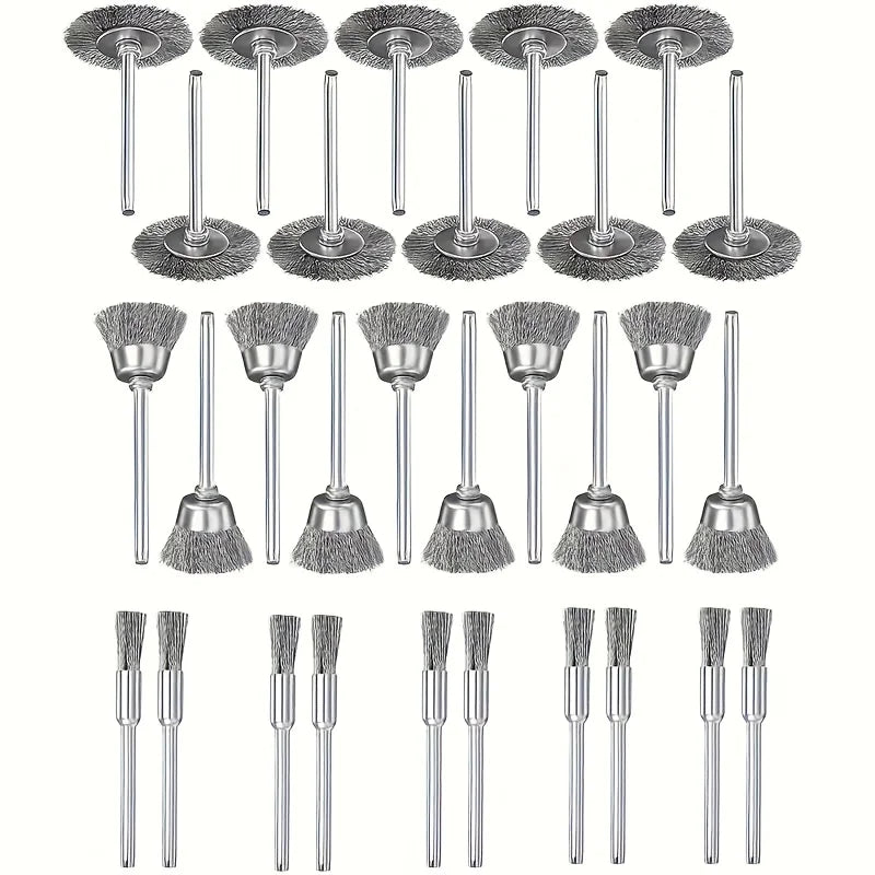 30 piece wire brush set, brass wire brush bit for cordless screwdriver, suitable for rust removal, cleaning, descaling and polis Qme wire brush