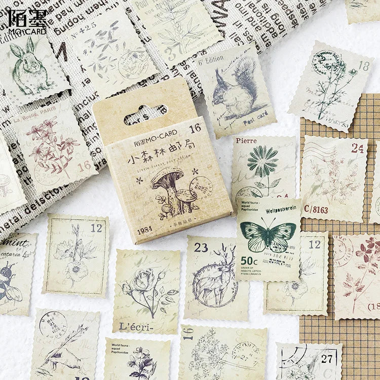 46Pcs/Box Green Forest Series Stickers Aesthetic Stickers Diary Planner Decorative Mobile Stickers Scrapbooking Craft Sticker Qme C