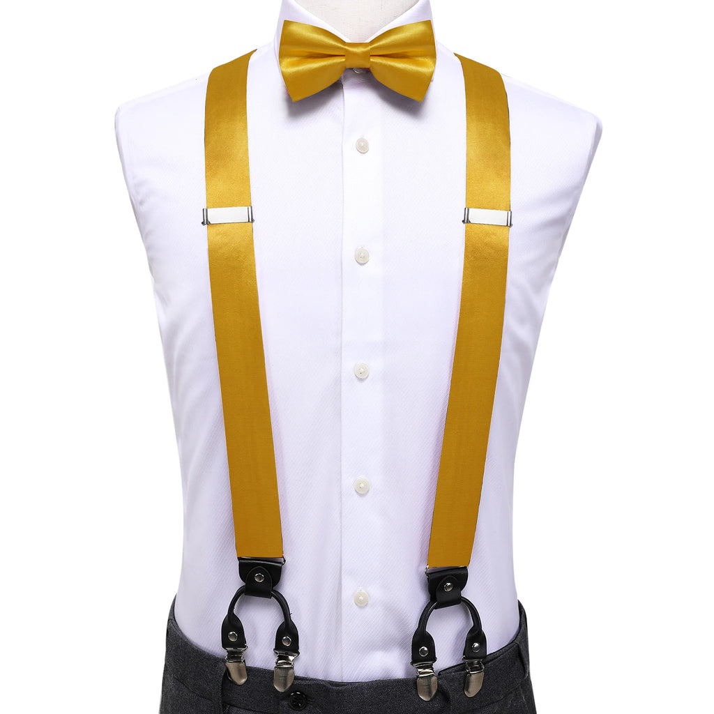 Hi-tie Silk Blue Yellow Purple Coral Mens Suspender Braces Bow Tie Qme BD-3180