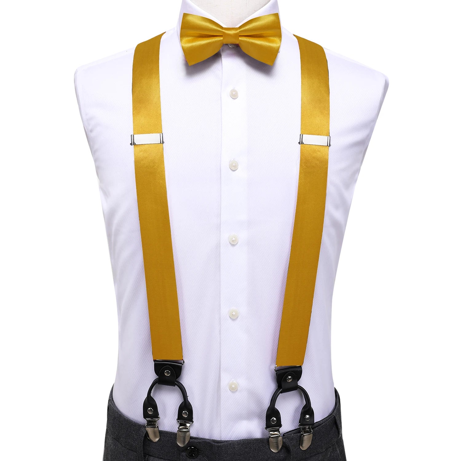 Hi-tie Silk Blue Yellow Purple Coral Mens Suspender Braces Bow Tie Qme BD-3180