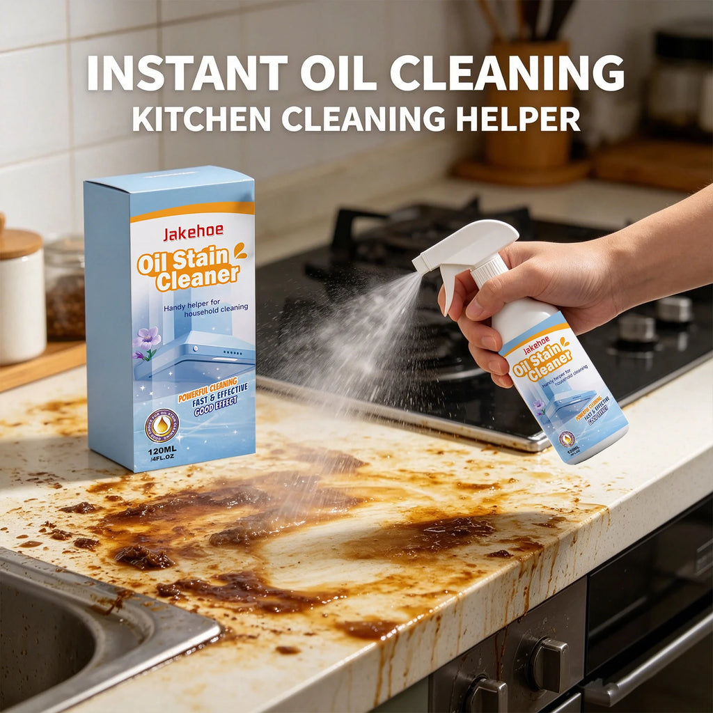 JAKEHOE Oil Stain Cleaner Spray Removing Tough Grease Polishing Restore Luster Fast-Acting Formula Heavy Duty Kitchen Degreaser Qme