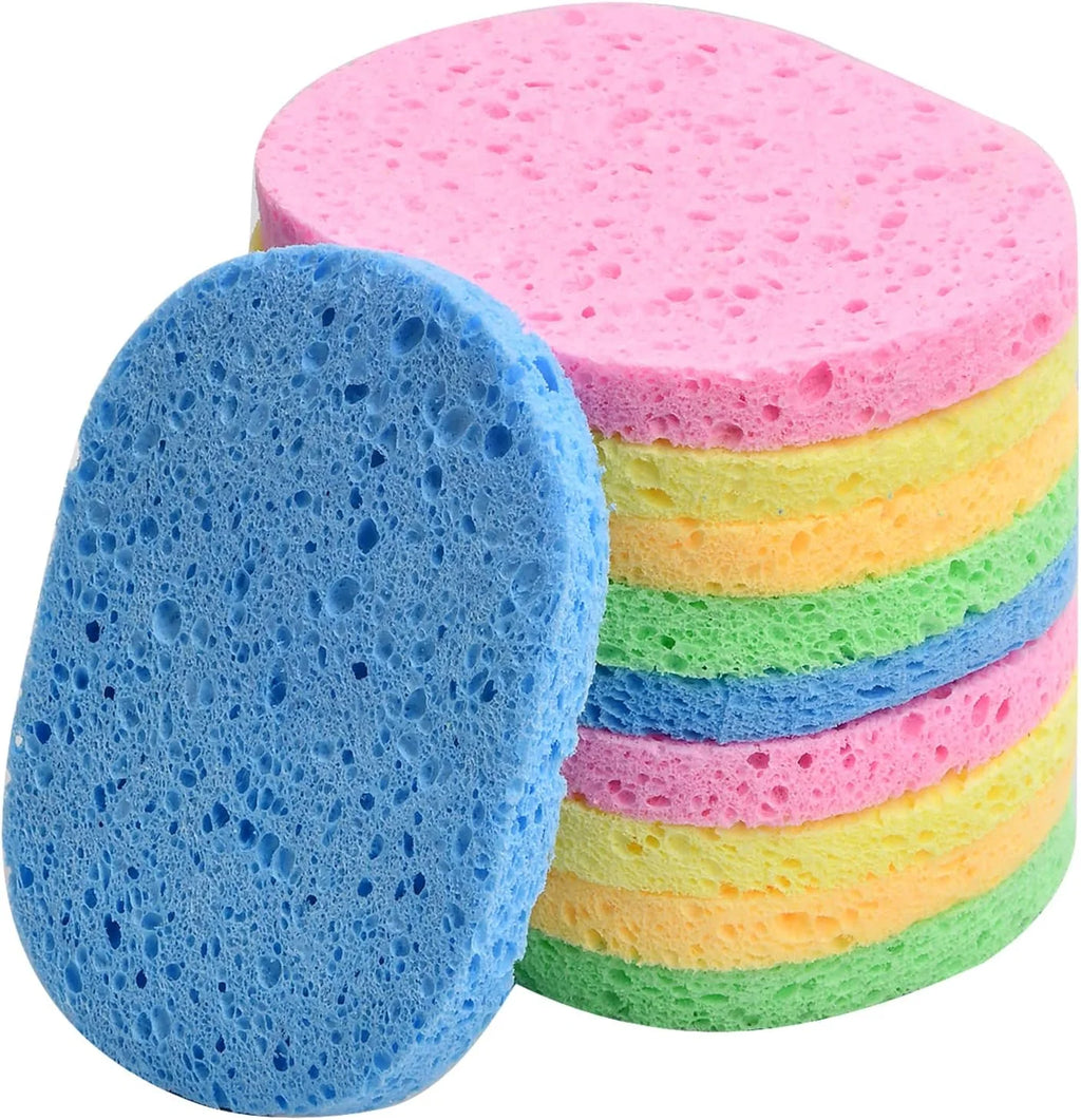 Wood Pulp Round Facial Cleansing Sponges Cleaning Brushes Cleanse Qme