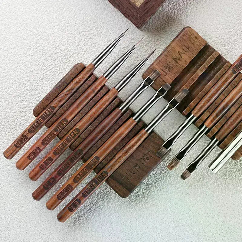 1 Pcs 6 Grids Nail Brush Rack Shelf Painting Pen Rest Holder Stand Wood UV Gel Brush Display Holder Qme