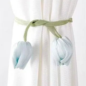 Elegant Adjustable Tulip Curtain Straps Creative Fashion Curtain Tieback Rope Beautifully Designed Homestay Curtain Accessories Qme Blue 1Pcs