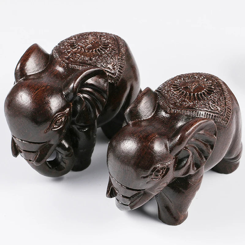 Luxury Elephant Figurine Wooden Ornaments Crafts Retro Home Feng Shui Qme