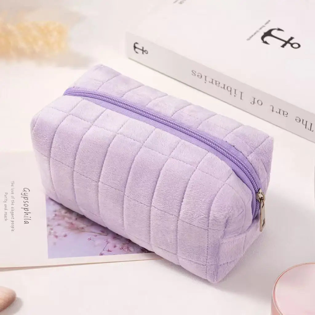 Velvet Makeup Bag Large Capacity Portable Cosmetic Pouch Elegant Qme