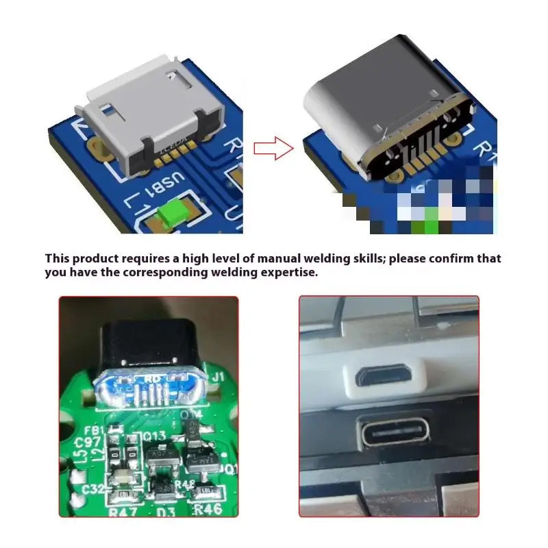 Charging Port PCB Soldering DIY Repair Adapter USB Connector C Female Qme