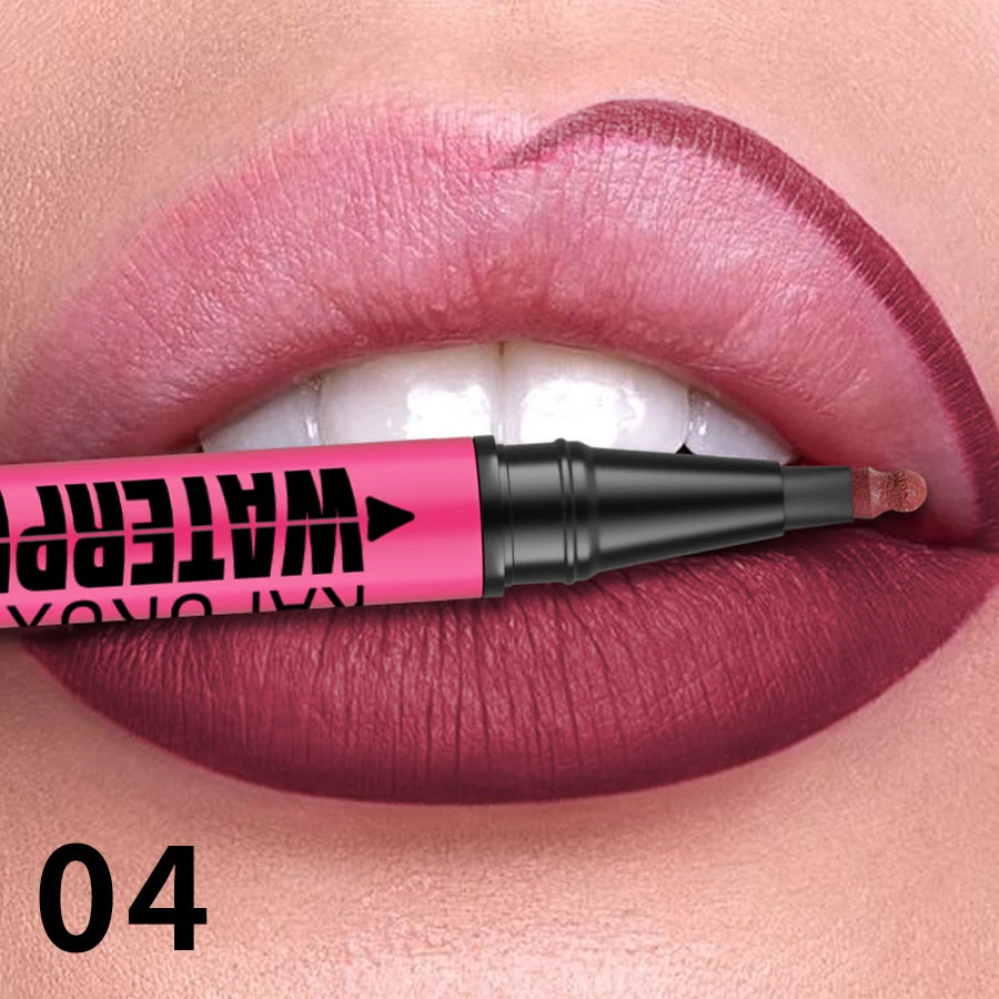 Liquid Matte12-Color Lipliner Pencil Waterproof Plumping Stain Qme 04
