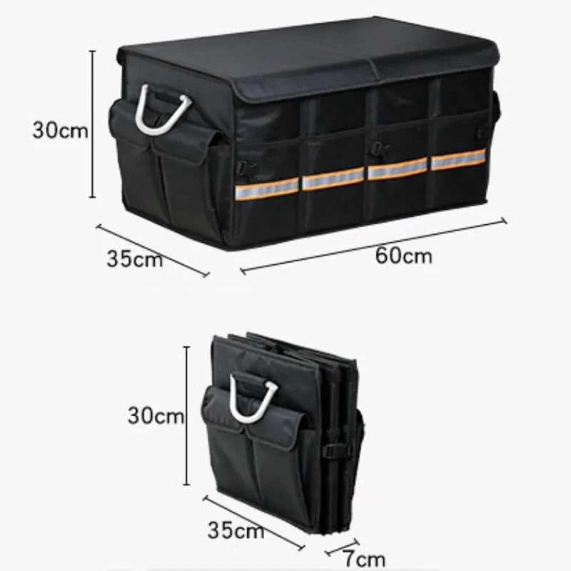 Foldable Storage Car Trunk Organizer Durable Sturdy Collapsible Reflective Strip Storage Box for Sedan SUV Car Large Capacity Qme