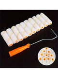 Small Paint Roller 10 4-Inch Mini Covers Long-handle Frame Metal Qme 1 set