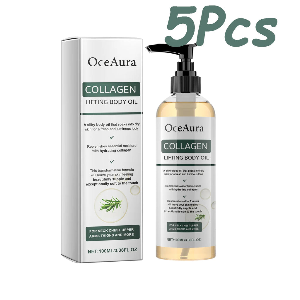 Collagen Lifting Body Oil Hydrating Tightening Whole Body Massage Essential Oil Lifting Firming Body Oil for Dry Skin Moisturize Qme 500ml Boxed