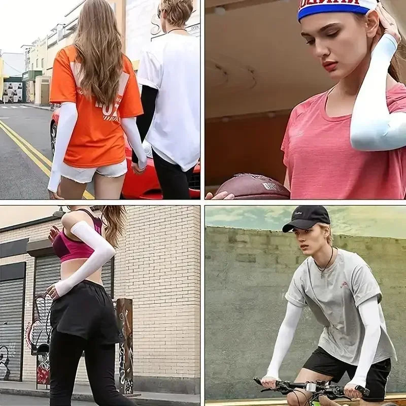 1 Pair Cooling Arm Covers for Men and Women Summer Sun Protection Sunshade Ice Silk Sleeves for Cycling Outdoor Sports Golf Qme