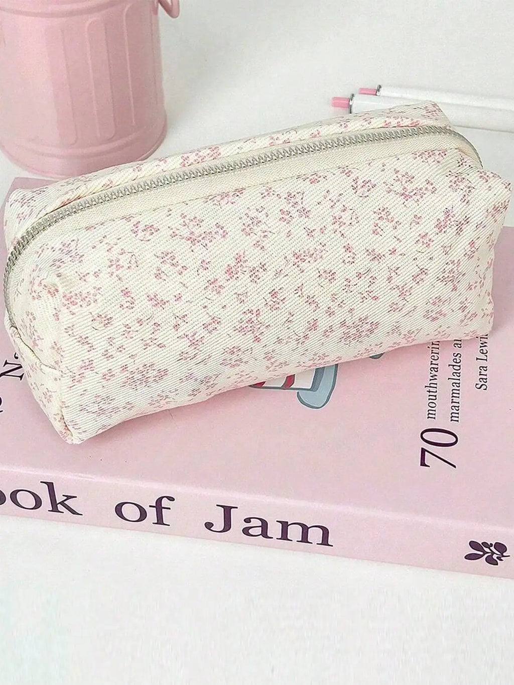 Pink Purple Pencil Case Ins Stationery Bag Multi-functional Cosmetic Qme pink