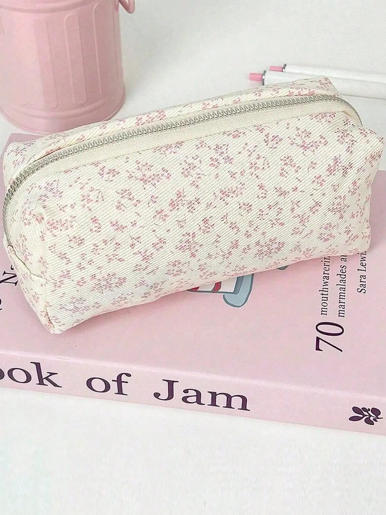 Pink Purple Pencil Case Ins Stationery Bag Multi-functional Cosmetic Qme pink